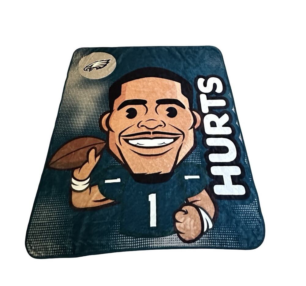 Jalen Hurts Philadelphia Eagles NFL Player Caricature Throw Blanket 51”x 59”
